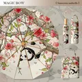 New Chinese style 24-bone sunscreen folding umbrella with panda and cherry blossom print - 24 Ribs 3-Fold Umbrella (With Handbag) / 105cm Diameter / Angel Panda (Beige)
