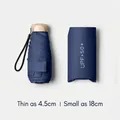 Ultra-compact navy blue 5-fold sun umbrella with UPF50+ rating and matching pouch - Deep Sea Blue