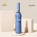 Reinforced 72-rib automatic anti-rebound parasol in Haze Blue with UPF50+ protection - Haze Blue (24 Ribs 105cm)