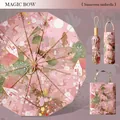 Elegant 24-rib pink sunscreen umbrella with rabbit illustration and matching bag - 24 Ribs 3-Fold Umbrella (With Handbag) / 105cm Diameter / Naughty Rabbit (Pink)
