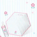 Mini pink and white striped folding umbrella with flower patterns and a matching cover - Flower World Jungle / 6 Ribs / Striped Small Flowers