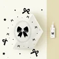 Ultra-light 5-fold UV sun umbrella with elegant black bow and pearl design - Little Chanel Style - Bowknot / 6 Ribs / Off White