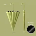 Matcha green long-handle automatic sun umbrella with UV protection black coating - Black Glue Sun Rain Coating / 16 Ribs / Matcha Green