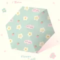 Cute mint green mini folding umbrella with floral and strawberry patterns for sun and rain - Flower trap】blue】 50% off lightweight series-6 bones