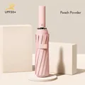 Premium automatic pink folding umbrella with UPF50+ sun protection and windproof structure - 12-Rib Anti-Rebound Reinforced Version / 1 Piece / Peach Pink