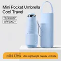 Light blue ultra-light mini capsule umbrella with UV protection and carrying case - Sea Salt Blue