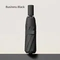 Sleek automatic folding umbrella in Business Black for sun and rain protection. - 16-Rib Automatic / Business Black