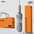 Night Grey automatic umbrella with UV protection and stylish orange gift packaging - 12-bone upgraded version [72 windproof bones + widened umbrella straps] night gray / Safety and anti-rebound, steadily gaining ground