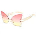 Gafas de sol de mariposa sin montura con lentes degradadas rosa-amarillo y metal - Montura Dorada Lente Rosa Amarillo