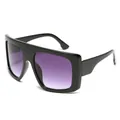 Trendy children's oversized square sunglasses with black frames and purple gradient lenses - Black Frame Gradient Grey