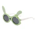 Niedliche hellgrüne Hasenohr-Sonnenbrille für Kinder mit weichem Silikonrahmen - Grüner Rahmen Schwarz Graue Linse (EQ4922)