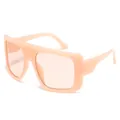 Oversized peach orange square children's sunglasses with fashionable flat-top design - Pink Frame / Pink Lens