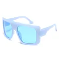 Cute oversized square children's sunglasses with light blue frames and lenses - Blue Frame / Blue Lens