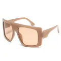 Stylish kids oversized square sunglasses in tan color with tea lenses for fashion - Jelly Tea Frame Tea Lens