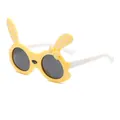 Niedliche gelbe Kinder-Sonnenbrille mit Hasenohren und weißen Bügeln für Sonnenschutz - Gelber Rahmen Schwarz Graue Linse (EQ4922)