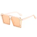 Übergroße quadratische rosa Sonnenbrille mit transparentem Rahmen für Damen UV-Schutz - Champagner Rahmen Champagner Linsen