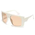 Kids fashion white square oversized sunglasses with amber lenses for UV protection - White Frame Brown Lens