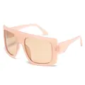 Trendy pink oversized square sunglasses for kids with UV protection fashion accessory - Champagne Frame Champagne Lens