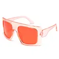 Fashionable kids oversized square sunglasses with peach frame and orange lenses UV400 - Pink Frame Orange Red Lens
