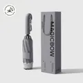 Premium automatic grey umbrella with carabiner buckle handle and matching gift box - Reverse Folding / Misty Gray (Storm-Resistant Frame + Safety Lock)