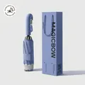 Blue automatic umbrella with carabiner handle and combination lock in matching box - Reverse Folding / Haze Blue (Storm-Resistant Frame + Safety Lock)