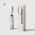 Automatic umbrella with carabiner handle and UPF50+ UV protection in beige - Reverse Folding / Wutong Rice (Storm-Resistant Frame + Safety Lock)