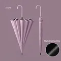 Elegant taro purple long-handle automatic umbrella with black UV-protective inner coating - Black Glue Sun Rain Coating / 16 Ribs / Taro Purple
