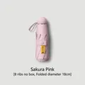 Compact mini 8-rib foldable UV sun umbrella in cherry blossom pink, 18cm folded - Macaron 5-Fold Umbrella Series / 8 Ribs No Case / Light Pink