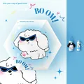 Compact 5-fold sun umbrella with cute sunglasses dog print and capsule case - Hidden Handle - Thick Black Glue - Handbag / Wide Pet - Blue