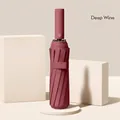 72-rib automatic UV protection umbrella in deep wine for sun and rain - 12-Rib Anti-Rebound Reinforced Version / 1 Piece / Dark Wine Red