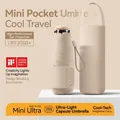 Mini beige ultra-light capsule umbrella with UPF 2000+ sun protection for travel - Sycamore Beige