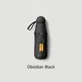 Compact obsidian black mini sun umbrella with 8-rib structure and UPF50+ UV protection - Macaron 5-Fold Umbrella Series / 8 Ribs No Case / Black