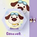 Cute cartoon dog portable mini capsule 5-fold umbrella with UV protection design - Hidden Handle - Thick Black Glue - Handbag / Wide Pet - Purple
