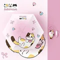 Mini 5-fold pink sun umbrella with cute cat pattern and cat-shaped capsule case - Hidden Handle - Thick Black Glue - Crossbody Bag / Colorful Cat - Pink