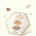 Compact 5-fold UV protection umbrella with cute cartoon poodle pattern for rain or sun - Coffee Puppy (Three Dogs)