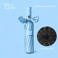 Light blue 12K automatic folding umbrella featuring bowknot strap and 105cm diameter - 24-Bone Automatic / Light Blue