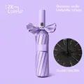 Purple automatic folding umbrella with bow tie design, 12K windproof ribs and UPF 50+ - 24-Bone Automatic / Light Purple