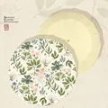 Large 16-rib vintage Chinese style floral pattern and plain yellow sun umbrella set - 16 Ribs Manual Folding Style / Embroidered Flowers - Jade Yellow