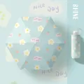 Lightweight mini portable UV protection umbrella with cute flower and strawberry pattern - Floral Trap / 6 Ribs / Blue
