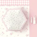 Ultra-light 5-fold pink sun umbrella with floral and bow pattern for UV protection. - Pink Flower Bed - Plaid Floral (With Carry Bag) / 6 Ribs / Pink