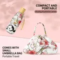 Compact panda and floral print sun umbrella with a matching handheld storage bag - 8 Ribs Enlarged Thickened Style / Angel Flower (Panda Cherry Blossom)