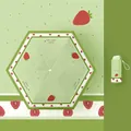 Green portable folding sun umbrella with cute strawberry pattern and matching pouch - Sweet Mille Cake-Strawberry (15cm Flat 6-Fold) / Thickened Black Glue / Matcha Green