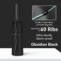 Large automatic obsidian black umbrella featuring storm-resistant reinforced ribs - 60-Bone Automatic / Business Black