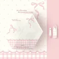 Pink and white polka dot sun umbrella with ribbon and lace pattern - Pink Flower Bed - Bow (With Carry Bag) / 6 Ribs / Pink