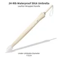 Premium oversized 24-rib long handle umbrella in cream color with leather grip - 24 Ribs Extra Large 115CM (With Free Waterproof Sleeve) / Sycamore Beige