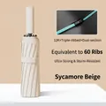 Automatic windproof umbrella in sycamore beige with 60-rib equivalent structure. - 60-Bone Automatic / Sycamore Beige