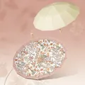 Vintage Chinese style 16-rib dual-use umbrella featuring an elegant floral inner pattern - 16 Ribs Manual Folding Style / Pomegranate Autumn Leaf - Jade Yellow
