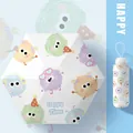 Mini portable five-fold sun and rain umbrella featuring cute colorful cartoon fuzzy ball patterns - Puff Sprite (Large Print)