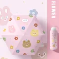 Compact pink foldable mini umbrella with cute cartoon animal patterns and flowers - Romantic Operation - Cartoon Bear (CUTE) / 6 Ribs / Pink