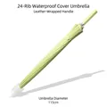 Premium 24-rib light green waterproof long umbrella with 115cm diameter and leather handle - 24 Ribs Extra Large 115CM (With Free Waterproof Sleeve) / Matcha Green